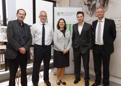 Pictured (l-r) at the 3U Neuroscience Meeting in RCSI are Prof John Waddington, Dept of Molecular and Cellular Therapeutics, RCSI; Prof David Cotter, Dept of Psychiatry, RCSI; Ms Ruth Davis, 3U Director; Prof David Henshall, Dept of Physiology & Medical Physics, RCSI; and Prof Jochen Prehn; Dept of Physiology & Medical Physics, RCSI.