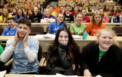 Pictured (l-r) are Abdu Huss from Templeogue College, Dublin; Claire Davin from Confey Community College, Kildare; and Jessica Smith from St.Andrew's College, Dublin watching a live Caesarean section as part of the RCSI Transition Year MiniMed programme. More than 180 students from 90 secondary schools across Ireland today witnessed a baby being born via a live Caesarean Section as part of the week-long interactive TY training programme being held between RCSI on St Stephen’s Green and Beaumont Hospital, Dublin. The Caesarean Section was broadcast to students via video link from an operating theatre in the Rotunda Hospital and was be performed by a team led by Professor Fergal Malone, the new Master of the Rotunda Hospital.