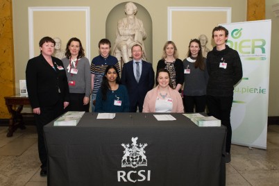 Pictured at the PIER (Pharmacists in Industry, Education and Regulatory) Careers Evening, Thursday 29th November are (l-r back row) Fionnuala Rahilly (SARA), Dr Fiona O’Brien (School of Pharmacy), Sean Fitzgerald (Pharmacy Student), Matthew Lynch (School of Pharmacy), Michelle Flood (School of Pharmacy),  Rebecca English, Oisín Judge and (seated) Jennifer Toney and Shaunagh Galgey (all Pharmacy Students). 