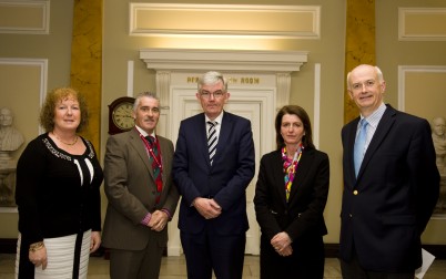 Pictured (l-r) is Professor Zena Moore (Head of School of Nursing & Midwifery), Mr Thomas Kearns (Executive Director, Faculty of Nursing & Midwifery), Dr Ambrose Mc Loughlin (Healthy Ireland), Dr Aisling O’Leary (School of Pharmacy) Professor Cathal Kelly (CEO/Registrar, RCSI)The Faculty of Nursing & Midwifery in association with the School of Nursing & Midwifery, School of Pharmacy and the National Office for Clinical Audit, RCSI held an Interdisciplinary Education Master-class in the Albert Lecture Theatre on Thursday 6th of November 2014. The Master-class was opened by Professor Cathal Kelly, Chief Executive RCSI and speakers included Dr Ambrose McLoughlin - Healthy Ireland and Former Secretary General Department of Health, as well as high calibre speakers from both the HSE and RCSI. The event was sponsored by Homecare Medical Supplies.