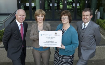 Pictured at the signing of the partnership between RCSI and the Beacon Hospital (l-r) is Mr Michael Cullen, CEO, Beacon Hospital, Ms Catherine Nugent, Head of Pharmacy, Beacon Hospital, Professor Hannah McGee, Dean of the Faculty of Medicine and Health Sciences, RCSI & Professor Paul Gallagher, Head of School of Pharmacy, RCSI. This partnership will see the hospital becoming an associated teaching faculty partner to the RCSI School of Pharmacy. This partnership aims to enhance patient care through the delivery of practice-based research and audit, reflective of the priorities of Beacon Pharmacy Department. RCSI will leverage its significant research experience to ensure that projects undertaken are of clinical/scientific merit and suitable for publication.