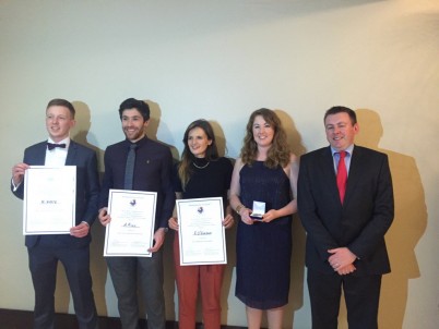 Pictured (l-r) are the four prize winners from the Tissue Engineering Research Group (TERG) who won awards at the recent 2016 Bioengineering in Ireland Conference, William Whyte, Alan Ryan, Fionnuala O’Gorman and Claire Brougham, with Professor Fergal O’Brien (Anatomy). The TERG is a cross departmental research group at RCSI that includes Anatomy, Molecular Cellular Therapeutics (MCT), Chemistry and the School of Pharmacy in addition to clinical departments in orthopaedics & ophthalmology, have reinforced their status as leaders in their field by presenting a series of studies and winning a number of significant awards at the 22nd Annual Conference of the Section of Bioengineering of Royal Academy of Medicine in Ireland (Bioengineering in Ireland), which was held in Salthill Hotel, Galway, on the 22nd and 23rd of January.  This year’s Bioengineering in Ireland conference was the largest ever with over 250 interdisciplinary attendees presenting over 180 papers and thus greater competition than ever for these awards.  