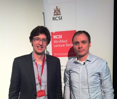 Pictured (l-r) are the speakers from the February edition of the RCSI MiniMed lecture series, Dr Gianpiero Cavalleri (MCT) and Dr David Murray (Physiology and Medical Physics). Over 150 members of the public came to RCSI for these lectures on 26th February