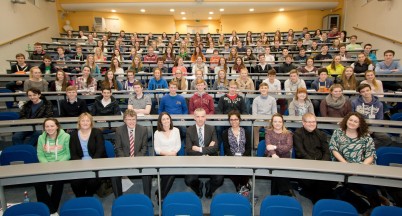 Over 120 transition year students from the South-East of Ireland took part in the Waterford TY MiniMed programme  from Tuesday 17th - Friday 20th February 2015, held in University Hospital Waterford (UHW) and Waterford Institute of Technology. This interactive programme gave Transition Year students the opportunity to step out of their usual classroom setting and experience what it is like to train and work as a doctor in the setting of a real hospital. Pictured is the 2015 group along with organisers from RCSI Waterford