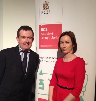 Pictured (l-r) is Prof Paul Gallagher (Head of the RCSI School of Pharmacy) and Dolores Keating (Honorary Clinical Senior Lecturer, RCSI School of Pharmacy) after the RCSI MiniMed event on 25th February which involved a lecture on anti-anxiety medication, followed by a multi-disciplinary panel discussion