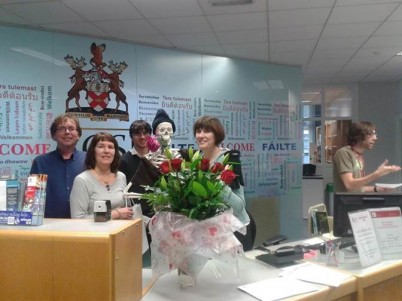 Being Valentines Day and all an anonymous student left some roses for the Mercer Library  for the second year running! A lovely surprise for the team