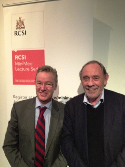 Pictured (l-r) is Professor David Williams, Consultant in Stroke Medicine, Beaumont Hospital; and Professor Michael Walsh, Head of Department of Otolaryngology, RCSI. Both were the first speakers of the 2013/14 MiniMed series at RCSI on Wednesday 30th October. Prof Williams lectured on Stroke and was followed by Prof Walsh on Nose bleeds. 