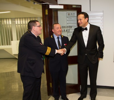 Pictured (l-r) is Frank Donegan (Head Porter, RCSI ); Bryan Sheils (Deputy Head Porter, RCSI); and the Minister for Health, Leo Varadkar T.D. Mr Varadkar was a guest at the annual Charter Day Dinner held at the College on Saturday 7th February 2015